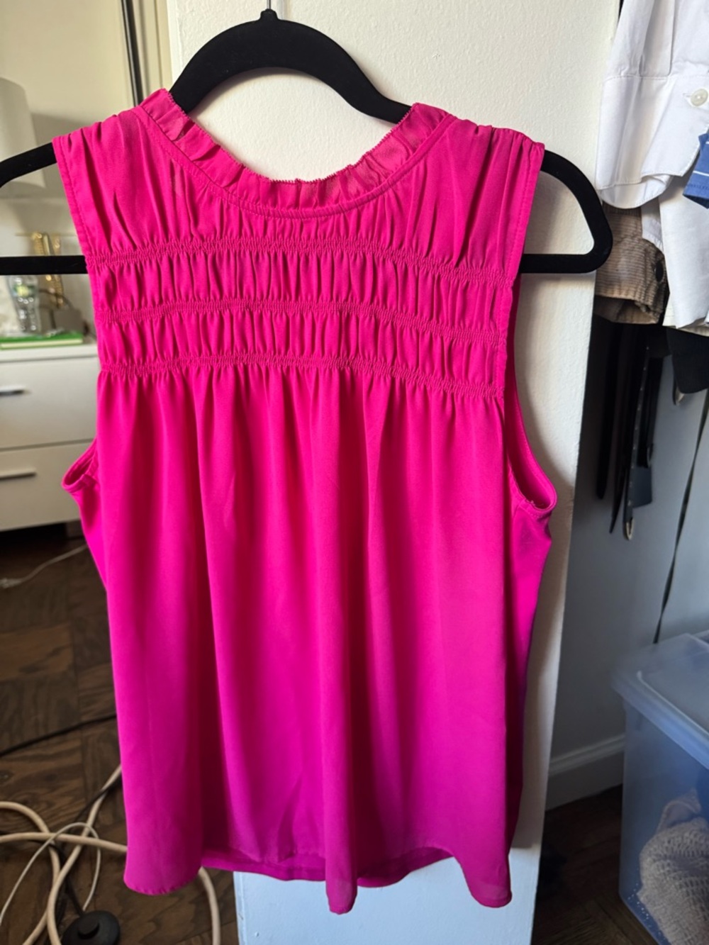 Ann Taylor Hot Pink Sleeveless Smocked Back Camisole